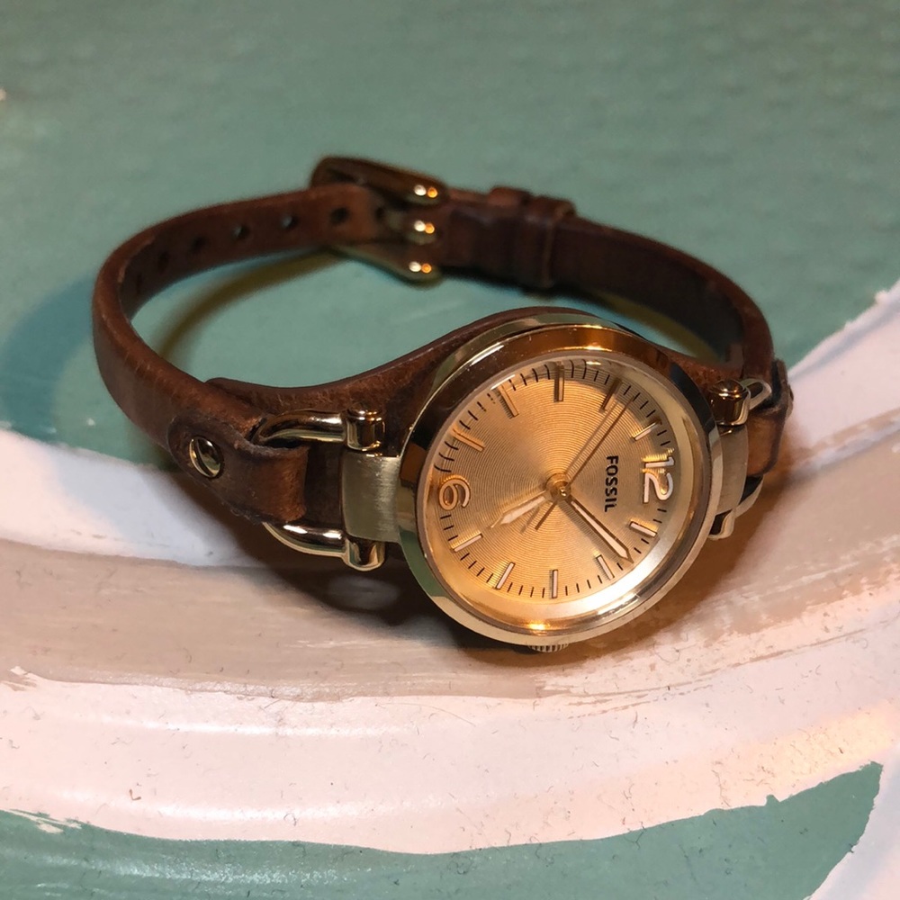 Fossil Gold & Leather Watch